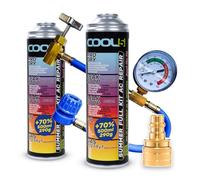 Cool5 2 X Summer Full KIT AC 5 in 1 Kit di riparazione del condizionatore d'aria (gas di ricambio R1234yf) con tubo di misurazione + adattatore YF - per veicoli dal 2017, 2 X 290 g, 70% prodotto -