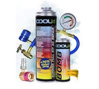 COOL5 5 in 1 - R134a sostitutivo per il riempimento dei climatizzatori auto 1995-2016 + tubo flessibile di pressione con manometro + pompa del refrigerante + adattatore LP-HP + APC 500 ml