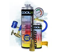 COOL5 5in1 - Sostituzione del refrigerante R1234yf per l'aria condizionata nelle auto dopo il 2016 + linea di pressione con manometro + bomba rinfrescante + adattatore + APC 500ml