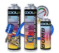 Cool5 Kit di riparazione per climatizzatori estivi completo AC 5 in 1 (R134a & R12) con tubo di misurazione - per auto 1995 - 2016, 290 g + 70% prodotto Refreshing Bomb