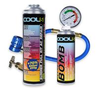 Cool5 Kit di riparazione per climatizzatori estivi completo AC 5 in 1 (R134a & R12) con tubo di misurazione - per auto 1995 - 2016, 290 g + 70% prodotto Refreshing Bomb