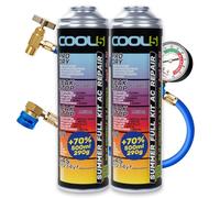 COOL5 - r1234yf kit ricarica, gas refrigerante r1234yf per veicoli prodotti dopo il 2017, 2 lattine 5 in 1 + tubo di pressione con manometro per gas R1234yf + APC