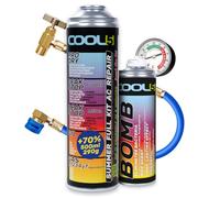 COOL5 - r1234yf kit ricarica, gas refrigerante r1234yf per veicoli prodotti dopo il 2017, 5 in 1 + tubo di pressione con manometro per gas R1234yf + deodorante per auto + APC