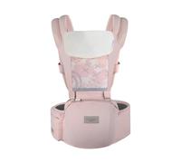 Coolable Portabebè dalla nascita alla prima infanzia, ergonomico, 2 in 1 portage anteriore e posteriore, sedile dell'anca, bavaglino rimovibile, vita regolabile, maglia ventilata, rosa pesca