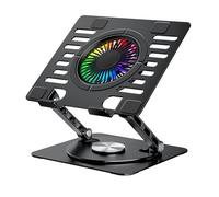 CoolAir - Supporto portatile con ventola silenziosa RGB da 11 cm, base regolabile in altezza e rotazione di 360°, frigorifero portatile con velocità regolabile, tablet/laptop fino a 17,3". Alluminio