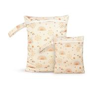 CoolaPeach 2 sacchetti impermeabili riutilizzabili con cerniera, per pannolini, viaggi, spiaggia, piscina, nuoto, palestra, yoga, vestiti bagnati, costume da bagno, salviette per acqua (luna stella)