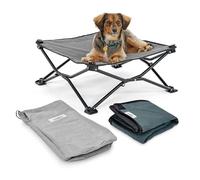 Coolaroo On-The-Go - Culla da viaggio rialzata per cani di piccola taglia, portatile e rinfrescante, con tessuto HeatShield per cani di piccola taglia, leggera e compatta, include borsa per il