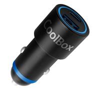 CoolBox Caricabatteria da auto ricarica rapida 48 W USB-C + USB-A con PD e QC3.0, 12 V-24 V con selezione automatica della tensione, caricatore accendisigari da auto USB in alluminio, gadget auto.