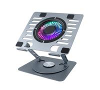 CoolBox CoolAir - Supporto portatile con ventola silenziosa RGB da 11 cm, base regolabile in altezza e rotazione a 360°, frigorifero portatile con velocità regolabile, tablet/laptop fino a 17,3