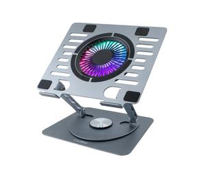 CoolBox CoolAir - Supporto portatile con ventola silenziosa RGB da 11 cm, base regolabile in altezza e rotazione a 360°, frigorifero portatile con velocità regolabile, tablet/laptop fino a 17,3