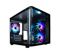 CoolBox GM100 Vision - Custodia PC Micro ATX e Mini ITX, finestra laterale e frontale curva in vetro temperato, include 3 ventole 12 cm ARGB, supporta il raffreddamento liquido, supporta la grafica