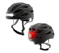 CoolBox M02 Casco per monopattino elettrico o bicicletta nero con luce LED anteriore e posteriore. Leggero e resistente con schiuma EPS e rivestimento in policarbonato, design traspirante. Taglia L
