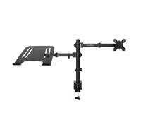 CoolBox MP01 - Supporto monitor e portatile, schermo fino a 8 kg e 32", portatili fino a 17", VESA 75x75 e 100x100, altezza, inclinazione e rotazione regolabili, vassoio inclinabile. Nero