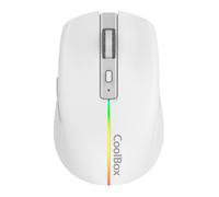 CoolBox W01 Mouse PC wireless 2,4 GHz con 6 pulsanti, batteria ricaricabile, 1600 dpi, tecnologia ottica, illuminazione Rainbow. Colore bianco
