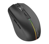 CoolBox W01 Mouse senza fili silenzioso 2,4 GHz con 6 pulsanti, batteria ricaricabile, 1600 dpi, tecnologia ottica, illuminazione Rainbow. Colore nero