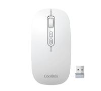 CoolBox W02 - Mouse wireless silenzioso con pulsante IA, ricaricabile, ambidestro, tripla connessione wireless BT3.0, BT5.0 e 2,4 GHz, DPI regolabile, mouse wireless per laptop, PC, Mac, Apple, bianco