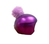 COOLCASC - Copricapo universale per bambini e adulti, modello viola metallizzato esclusivo, con pompon viola, divertente e originale