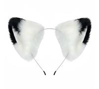 CoolChange Cerchietto con orecchie di gatto per costume da cosplay | orecchie di pelliccia morbide | nero e bianco | orecchie di animali soffici