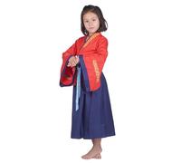 CoolChange Costume di Mulan per Bambini | Vestito Tradizionale Cinese per Bambine | Hanfu Rosso/Blu | Taglia: 140