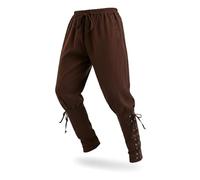CoolChange Pantaloni medievali per LARP, costume da cavaliere o pirata | con laccetti sotto la gamba | Marrone | Taglie: S - XL, marrone, s