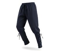 CoolChange Pantaloni medievali per LARP, costume da cavaliere o pirata | con lacci sotto la caviglia | Blu scuro | Taglie: S - XL, Blu, XL