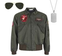 CoolChange Travestimento da Top Gun, Uniforme da Pilota di Guerra, Verde Oliva, Taglia: XL