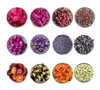 CoolCrafts 12 Borse Fiori Secchi Naturali Fiori Essiccati per Decorare Candele e Saponi, Boccioli di Rose, Lavanda Essiccata, Peonia