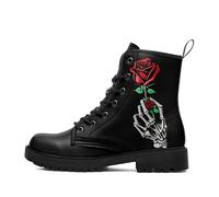coolcustomize Stivali da combattimento da uomo con teschio gotico, punk rock, alla moda, con lacci, stivaletti alla caviglia per le donne in pelle leggera scarpe invernali, Colore: nero rosato., 38