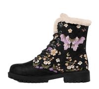 coolcustomize Stivali invernali da donna foderati in pelliccia sintetica, con lacci, stampa floreale, per la stagione fredda, alla moda, antiscivolo, alla moda, Colore 11, 36/38 EU