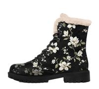 coolcustomize Stivali invernali da donna foderati in pelliccia sintetica, con lacci, stampa floreale, per la stagione fredda, alla moda, antiscivolo, alla moda, Colore 5, 42/44 EU