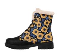 coolcustomize Stivali invernali da donna foderati in pelliccia sintetica, con lacci, stampa floreale, per la stagione fredda, alla moda, antiscivolo, alla moda, Colore 12, 44/47 EU