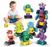 Cooldele robot magnetici STEM per bambini dai 3 ai 6 anni, robot trasformabile impilabile Little Monster con scatola portaoggetti, regalo di compleanno per bambini e bambine dai 3 ai 6 anni