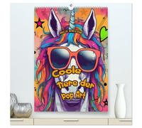 Coole Tiere der Pop Art (hochwertiger Premium Wandkalender 2026 DIN A2 hoch), Kunstdruck in Hochglanz: Lustiger Tier Welt die mit lebendfrohen farben und lustigen Gesichtern jeden erheitern