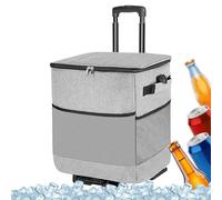 Cooler Box, Foldable Travel Cooler, 37.6x13.78x11.02inch, Wheeled Ice Chest Bag, Waterproof Insulated Storage Cart for Lunch, Road, Picnic, Beach, Outdoor, Fishing, Patio, Trip, Party