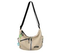 Cooler Hip Hop Nylon Crossbody Bag Per Uomini E Donne Streetwear Grande Capacità Cerniera Spalla Riflettente Hip Hop Crossbody, beige.