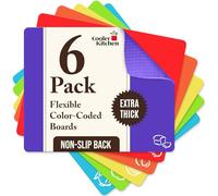 Cooler Kitchen - Tagliere in plastica flessibile extra spesso, con icone dei cibi e retro a nido d'ape, set di 6 pezzi, lavabile in lavastoviglie