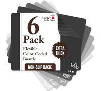 Cooler Kitchen Tagliere in plastica flessibile extra spesso con icone del cibo e retro a nido d'ape EZ-Grip (set di 6) nero e bianco, taglieri colorati per la cucina, lavabili in lavastoviglie, senza
