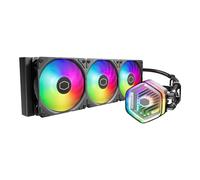 Cooler Master 360 Atmos ad alte prestazioni Close-Loop AIO Liquid Cooler, pompa a doppia camera R9|i9, copertura personalizzata, PWM bordo falciforme, illuminazione aRGB, AMD Ryzen AM5|4, piattaforma