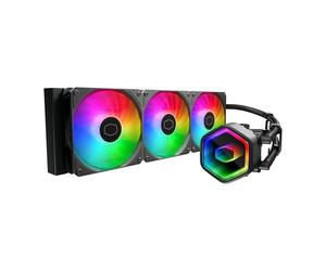 Cooler Master 360 Core II AIO CPU Liquid Cooler, R9|U9|i9, pompa G9R a doppia camera, Infinity Mirror aRGB, tubo 400 mm, radiatore 360 mm, ventola PWM 120 mm, AMD Ryzen AM5|4, piattaforma Intel LGA