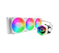 Cooler Master 360 Core II Bianco AIO CPU Liquid Cooler, R9|U9|i9, pompa G9R a doppia camera, Infinity Mirror aRGB, tubo 400mm, radiatore 360mm, ventola PWM 120mm, AMD Ryzen AM5|4, piattaforma Intel