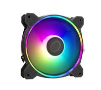 Cooler Master MasterFan MF120 Halo2 ARGB - Custodia e ventola di raffreddamento, RGB doppio anello, cuscinetto fucile, lame bilanciamento con sensore di inceppamento e driver IC aggiornato - 120mm