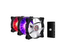 Cooler Master MasterFan Pro Air Flow 120 RGB 3-in-1 con Controller LED RGB - 3 Ventole RGB (PWM), Lame per Flusso d'Aria (650-1100 RPM, 48,8 CFM), Molto Silenziose (6-20 dBA) 3x120 mm, Controller RGB