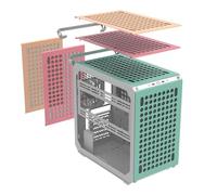 Cooler Master QUBE 500 Flatpack Macaron High Airflow Gaming ATX PC Mid-Tower, Customizable, Tempered Glass, Vertical GPU Mount, 365mm GPU Clearances, USB-C, Carrying Handle, Gem Mini