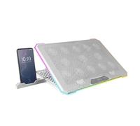 Cooler Pad - Base refrigerante per notebook, design bianco, illuminazione A-RGB, ventilatori silenziosi, materiali resistenti, compatibile con varie dimensioni. * #*