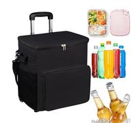 Cooler Rolling su ruote, borsa termica morbida, trolley con maniglia e borsa termica impermeabile da 35 l, per viaggi, pic-nic, corse, esterni, terrazza e spiaggia