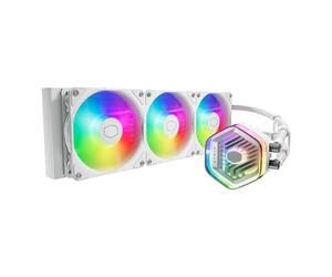 CoolerMaster MasterLiquid 360 Atmos White ARGB Close-Loop AIO Liquid Cooler, pompa personalizzata, ventole PWM Sickleflow Edge, radiatore da 360 mm, CryoFuze, AMD Ryzen AM5/AM4, Intel LGA1700