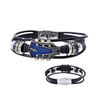 Cooles Herren Lederarmband Mit Gitarren-Element - Punk & Rock Armreif Aus