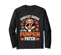 Coolest Goose At The Pumpkin Patch Halloween Ringraziamento Maglia a Manica