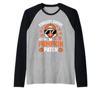 Coolest Goose At The Pumpkin Patch Halloween Ringraziamento Maglia con Maniche Raglan