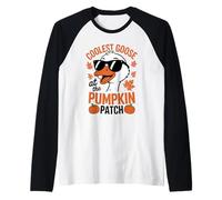Coolest Goose At The Pumpkin Patch Halloween Ringraziamento Maglia con Maniche Raglan